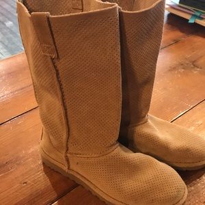 UGG Classic Unlined Tall Perf Tawny Leather